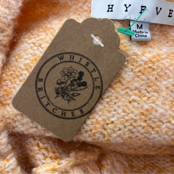 Hyfve Oversized V-Neck Sweater Textured Knit Pullover Orange M - Picture 3 of 6
